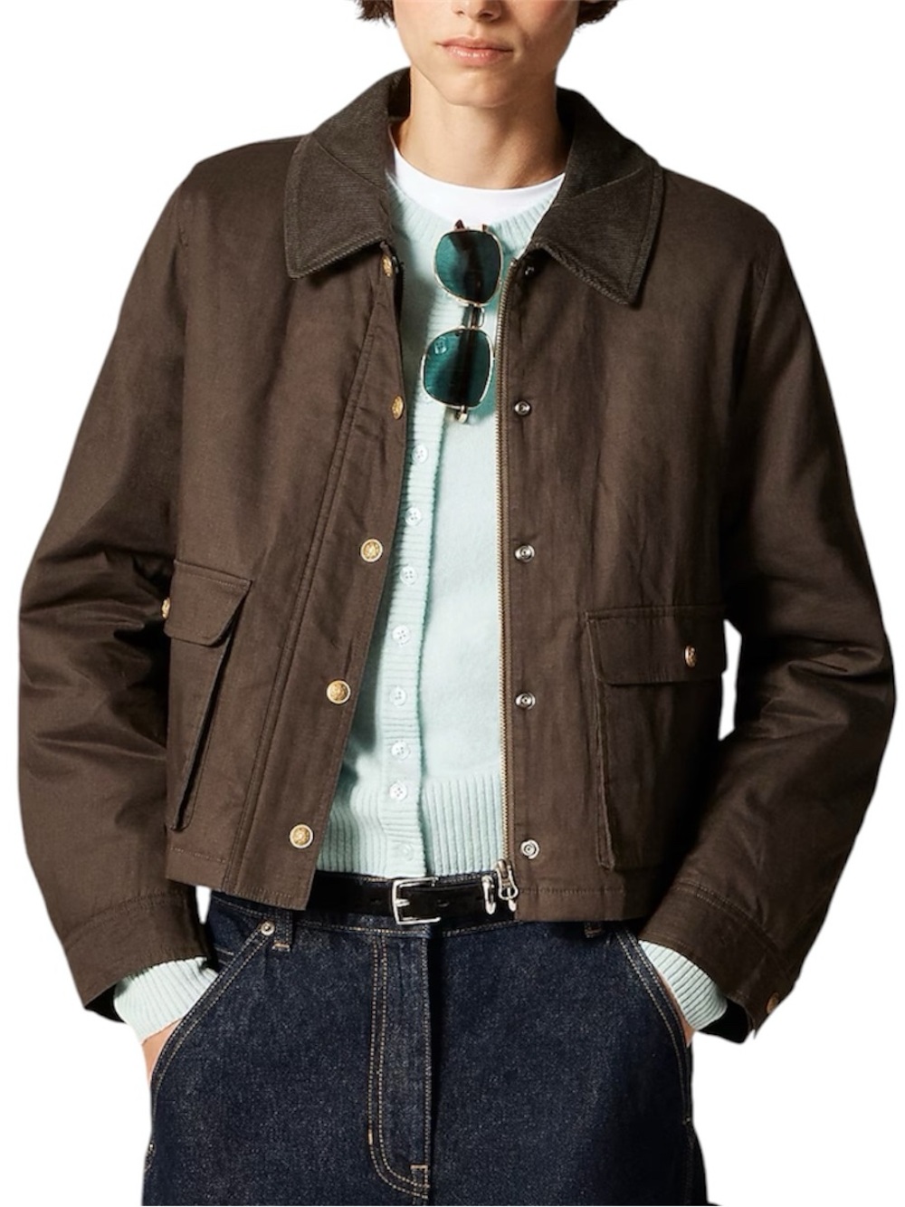 J.Crew Cropped Barn Jacket Mossy Brown Large NWT